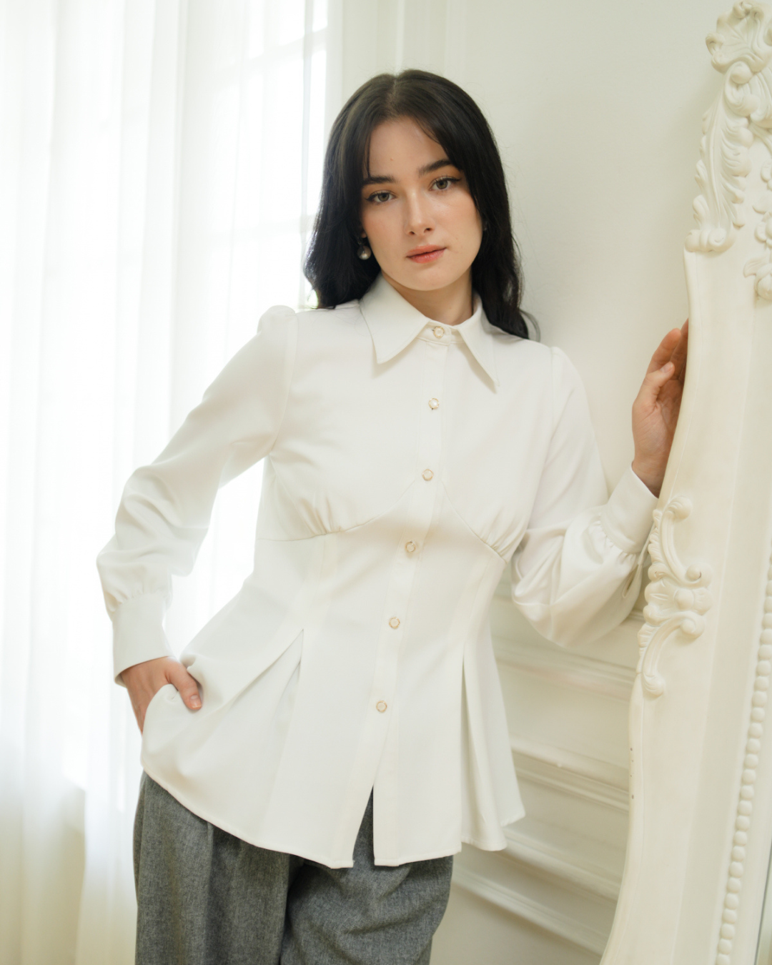 INVIO Rivenna Peplum Shirt | Kemeja Atasan Wanita - Aurist
