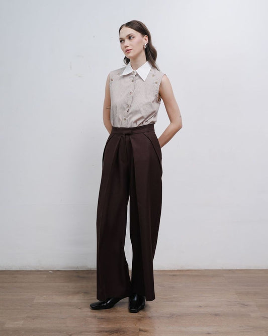 INVIO Zevaya Sculpted Pleat Trousers | Celana Wanita - Atelier Collection