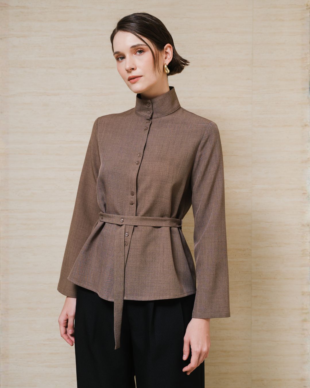 INVIO Analeia Stand Collar Blouse | Atasan Wanita - Leanne Collection