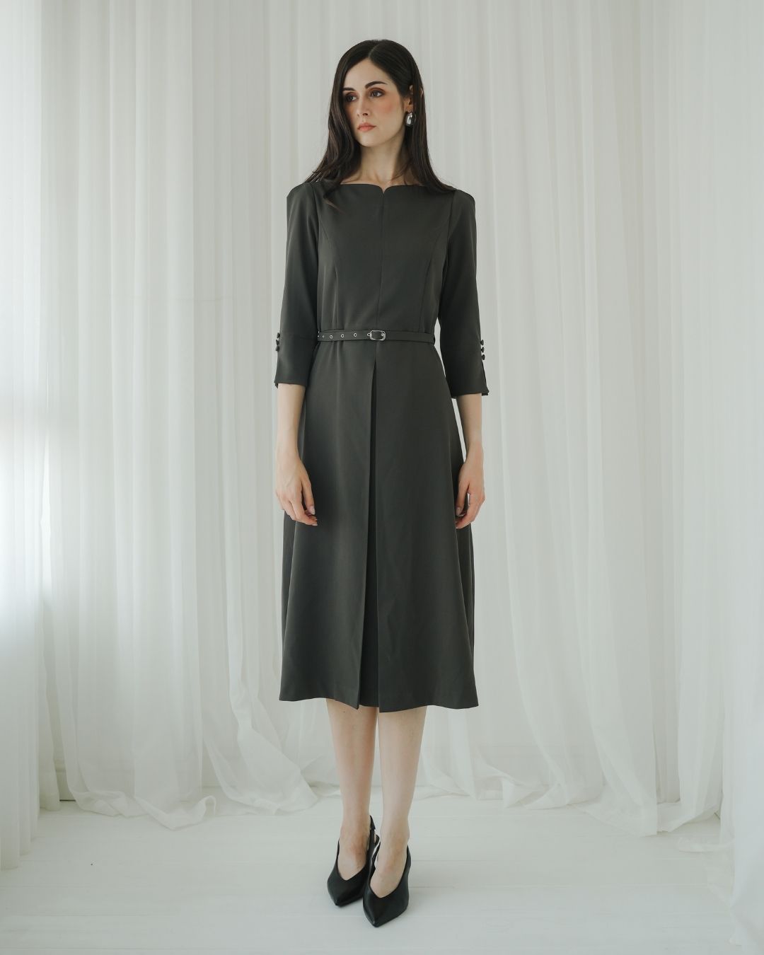 Cassiel Eyelet Belt Dress