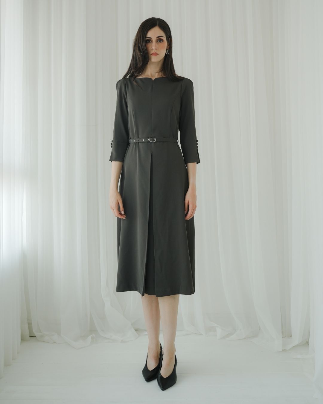 Cassiel Eyelet Belt Dress