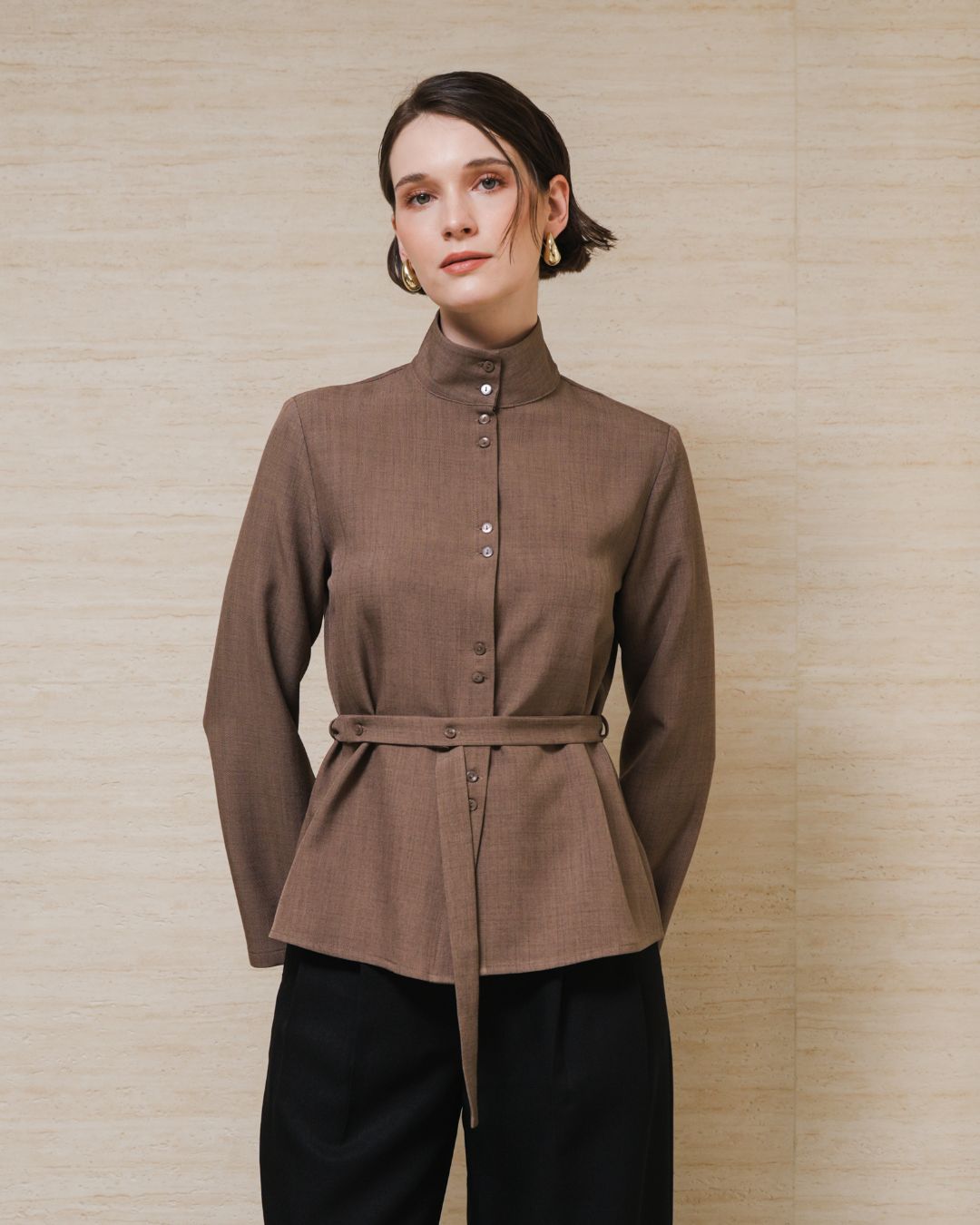 INVIO Analeia Stand Collar Blouse | Atasan Wanita - Leanne Collection
