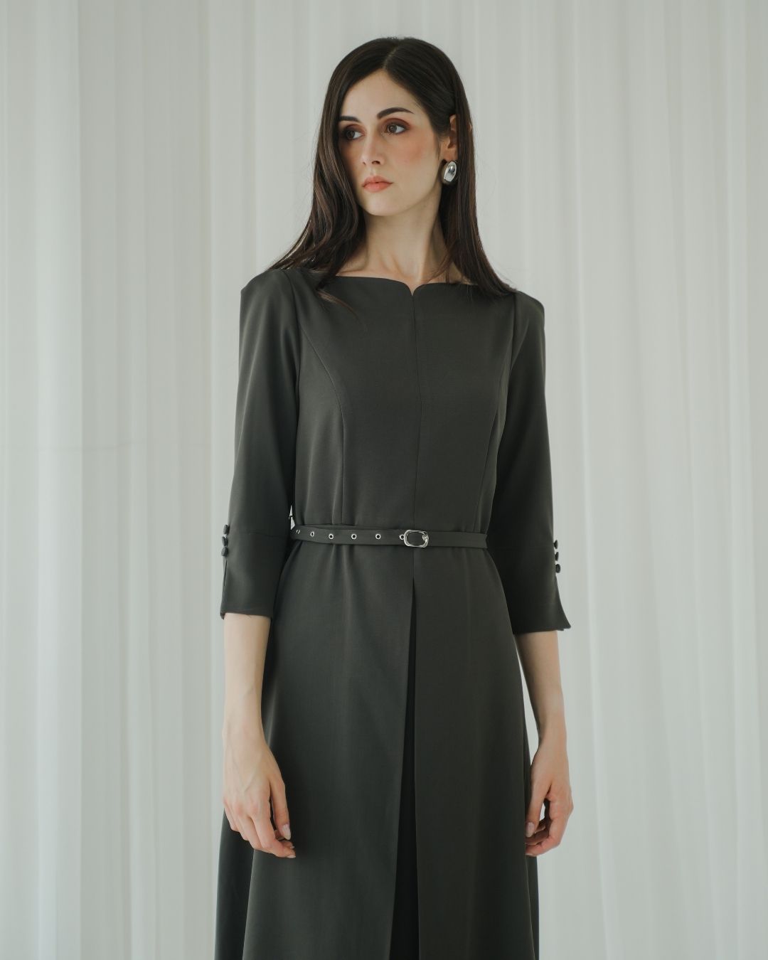 Cassiel Eyelet Belt Dress