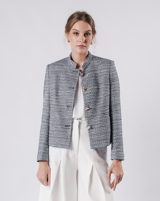 INVIO Yolanda Multi-Shape Button Tweed Jacket | Jaket Wanita - Marielle