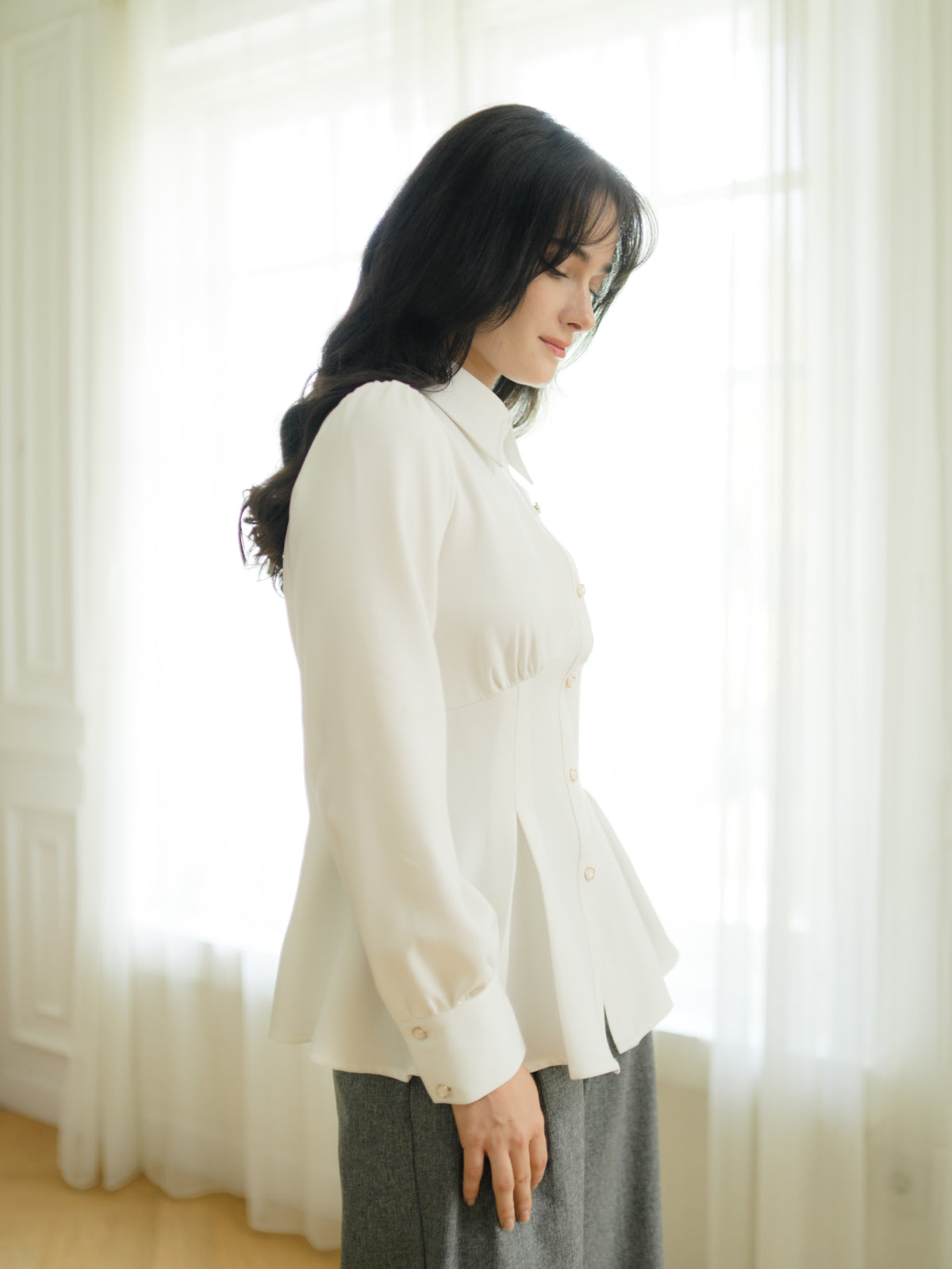 INVIO Rivenna Peplum Shirt | Kemeja Atasan Wanita - Aurist