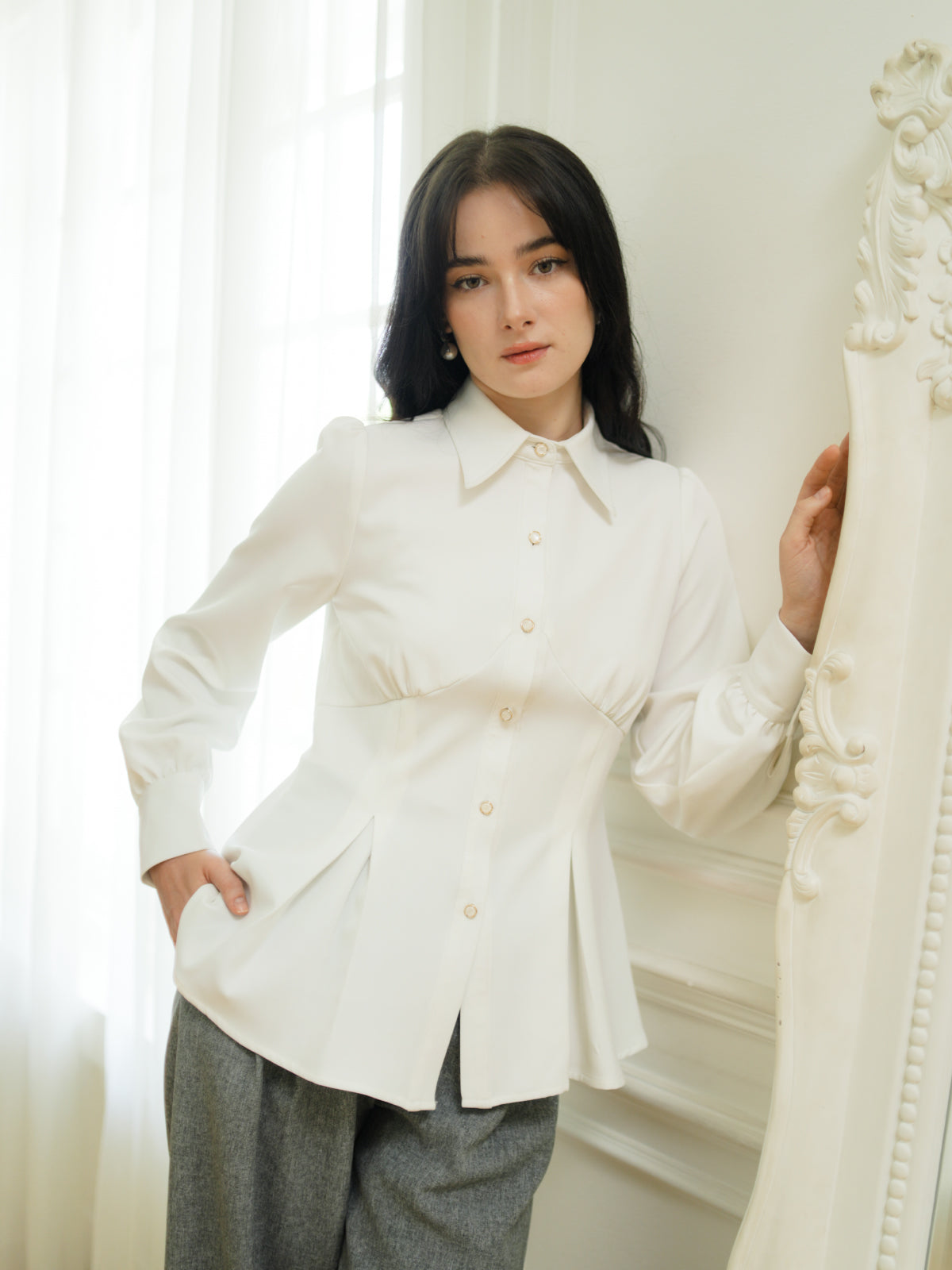 INVIO Rivenna Peplum Shirt | Kemeja Atasan Wanita - Aurist