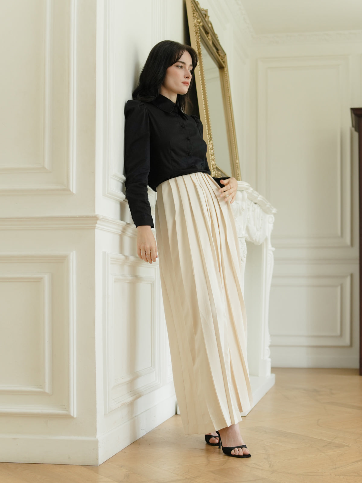INVIO Rabella Pleated Wide Leg Trousers | Celana Wanita - Aurist