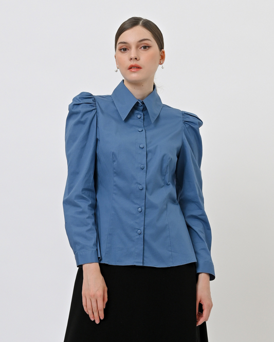Maisie Puﬀ Shoulder Shirt Denim Blue