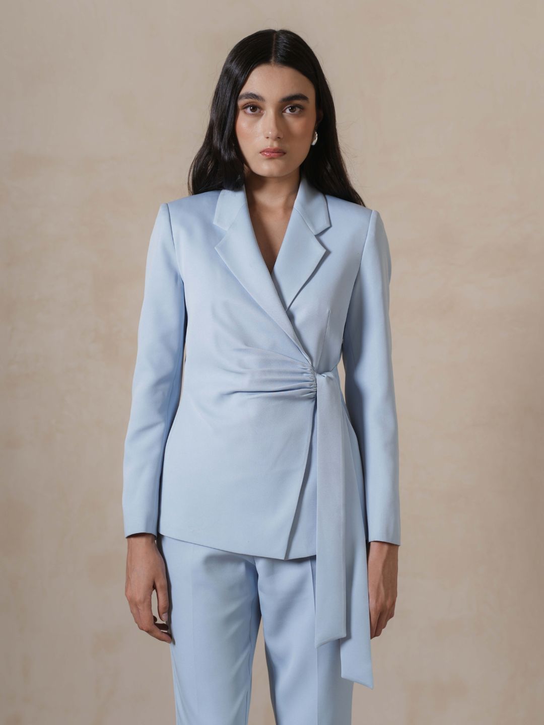 INVIO Darlene Ruched Tie Blazer | Jas Wanita - Marea Collection