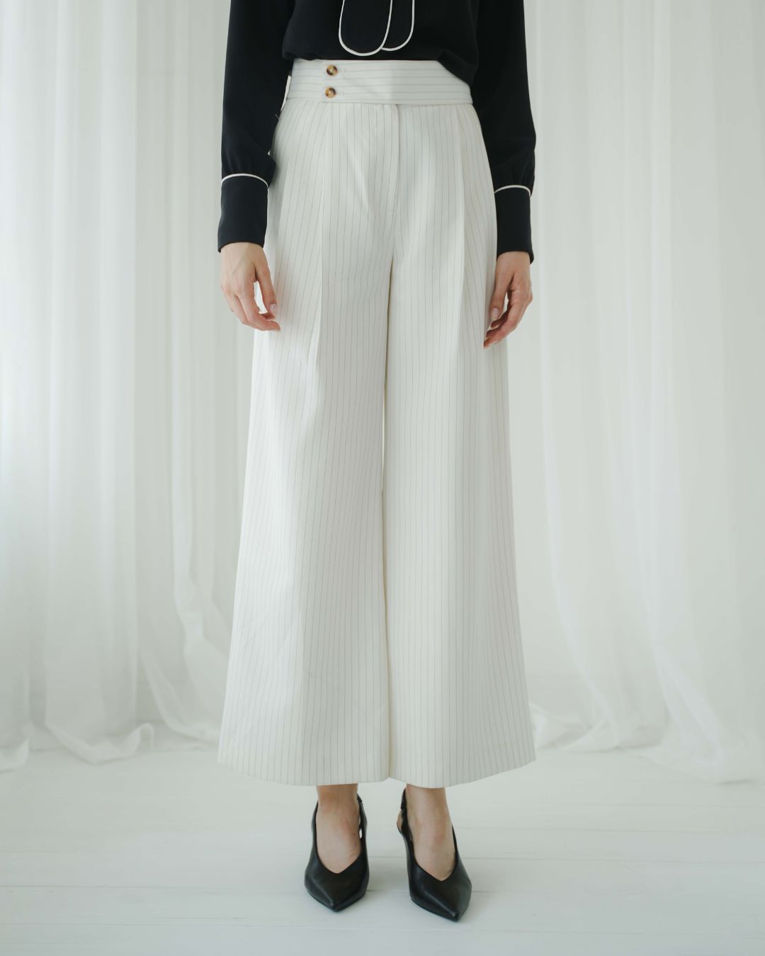 Camellia Pinstripe Two Button Trousers