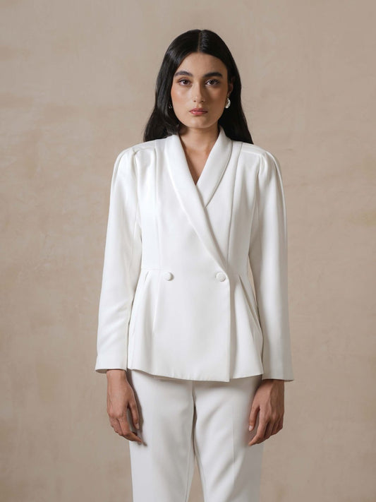 INVIO Davinelle Pleated Peplum Blazer | Jas Wanita - Marea Collection