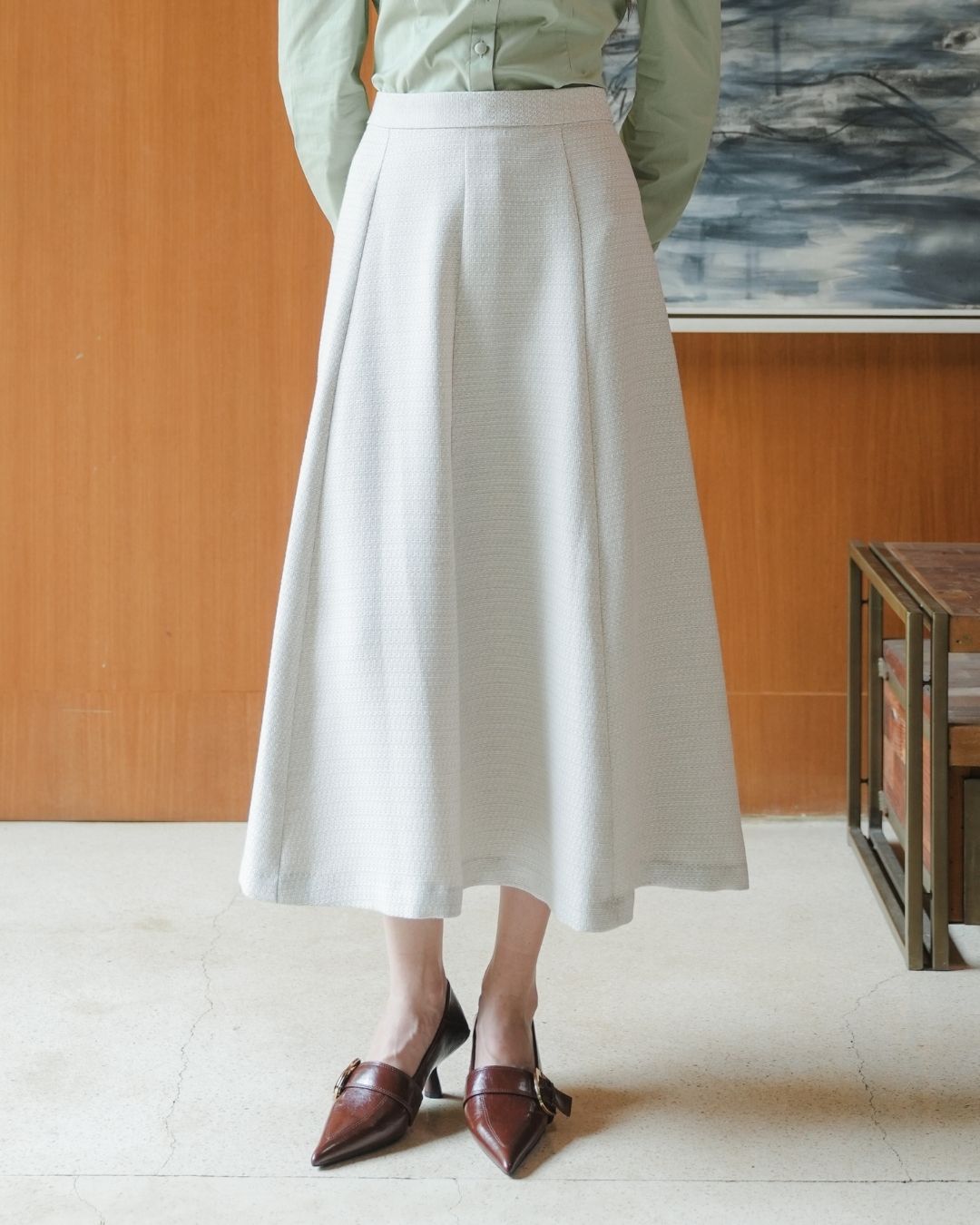 INVIO Bennett A-Line Tweed Skirt | Rok Wanita - Amber Collection