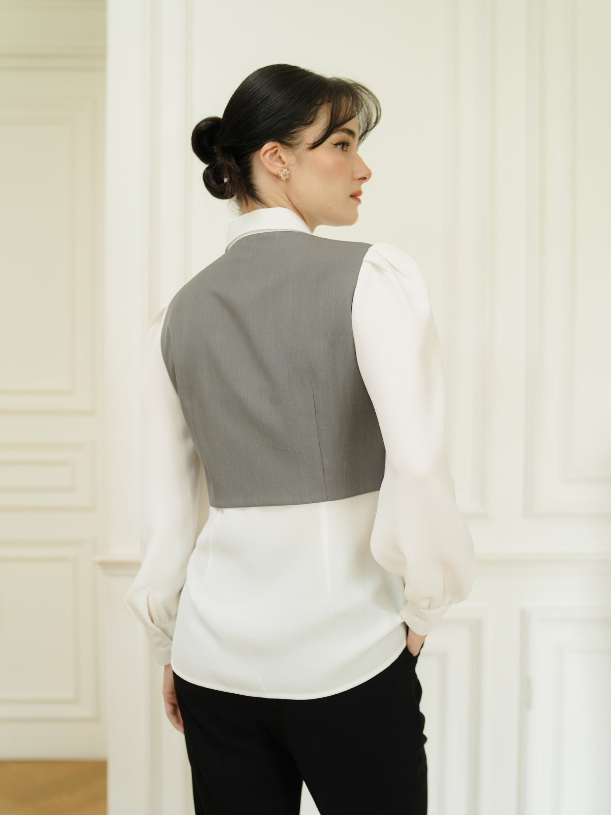 INVIO Rochelle Layered Vest Shirt | Kemeja Atasan Blouse Wanita - Aurist