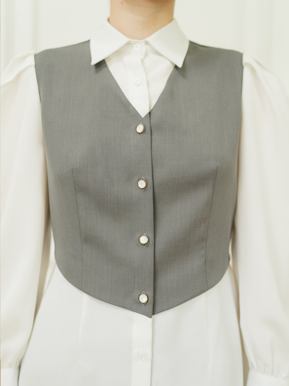 INVIO Rochelle Layered Vest Shirt | Kemeja Atasan Blouse Wanita - Aurist
