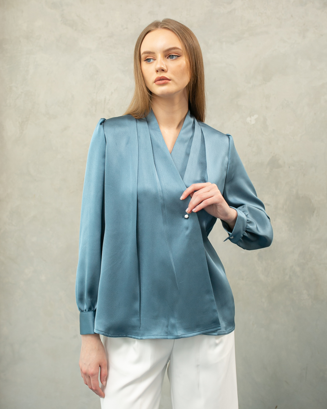 Azalea Draped Blouse Turqouise