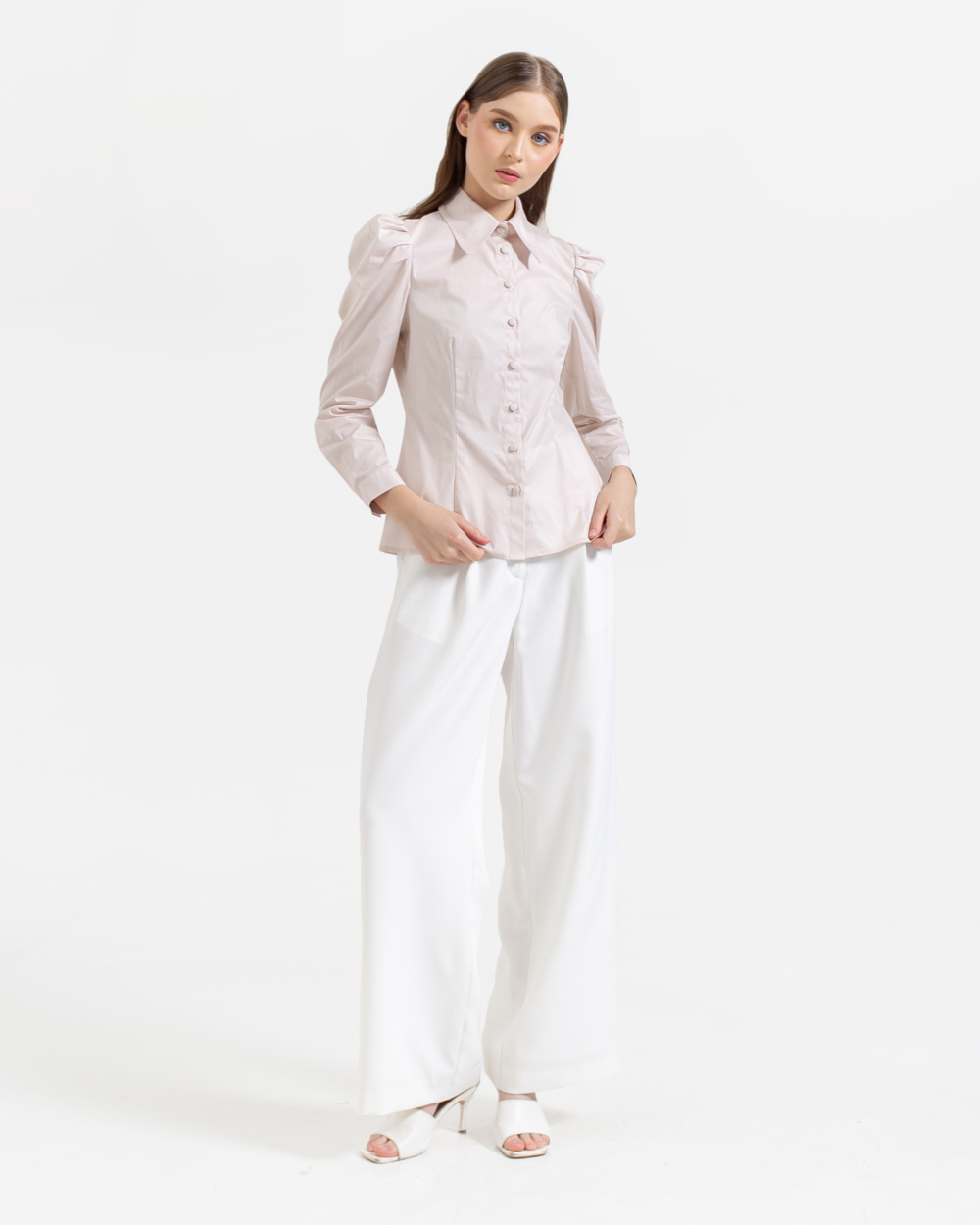 Maisie Puﬀ Shoulder Shirt Soft Pink