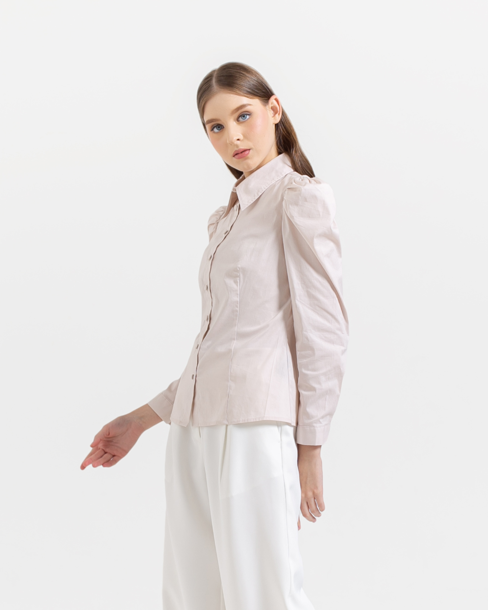 Maisie Puﬀ Shoulder Shirt Soft Pink