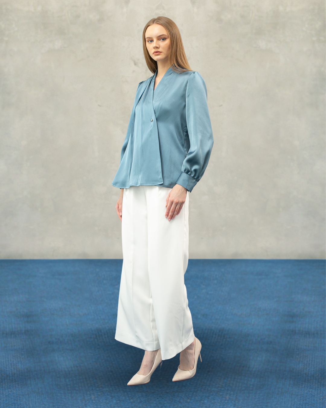 Azalea Draped Blouse Turqouise