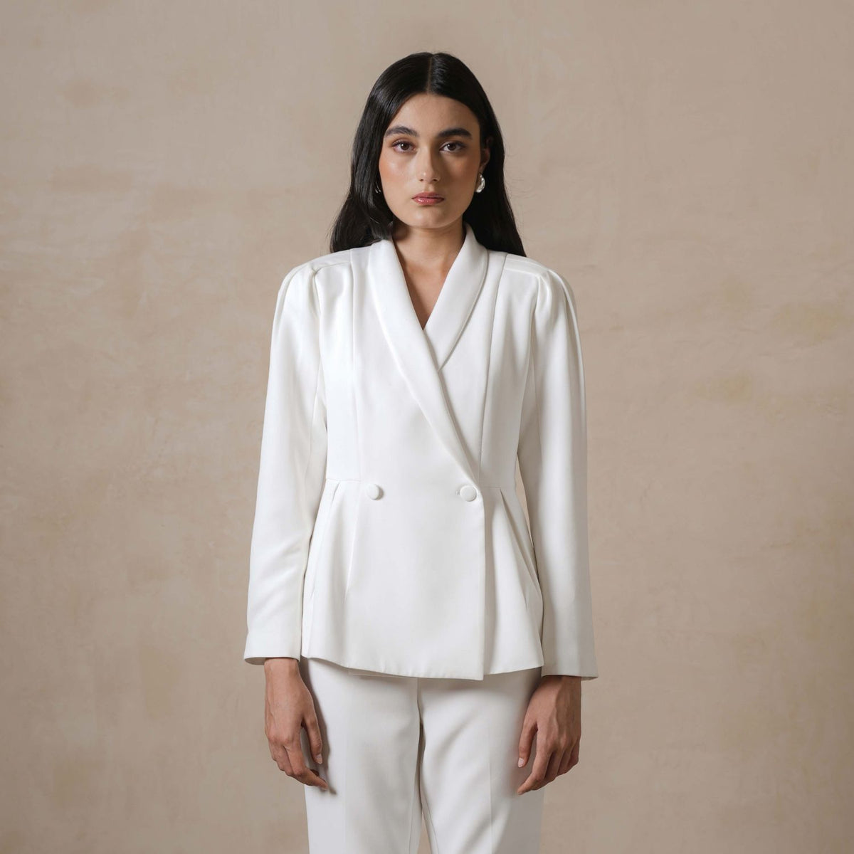 INVIO Davinelle Pleated Peplum Blazer | Jas Wanita - Marea Collection