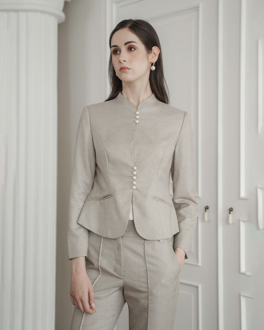Caryn Pearl Button Blazer