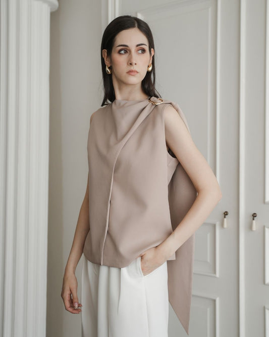 Carmella Shoulder Buckle Cape Top