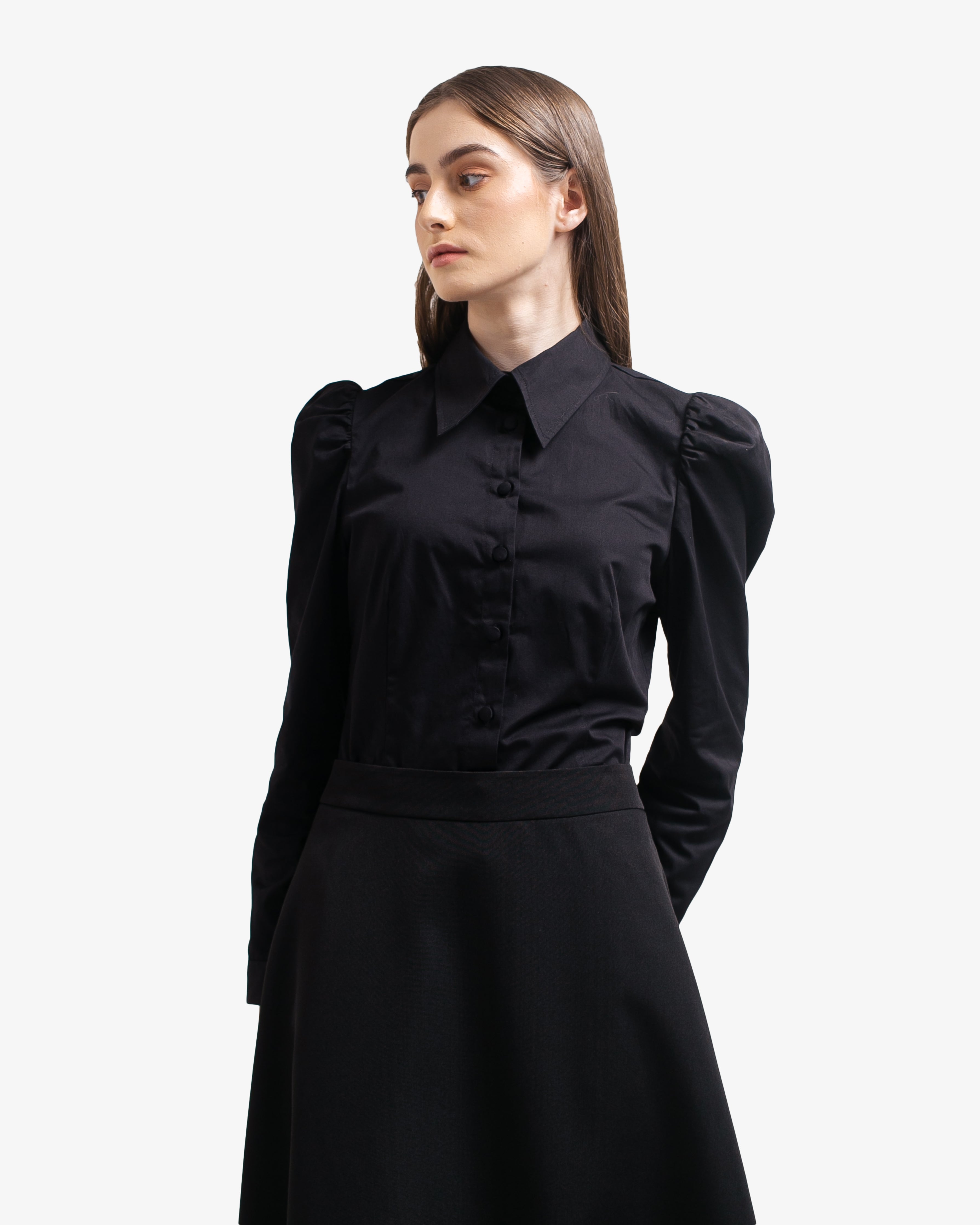 Maisie Puff Shoulder Shirt Black – invio-id